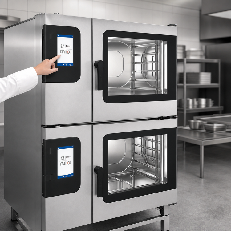 Product image #4 for Convotherm Maxx Pro K-12 School Package Double Stacked Gas Combi Oven (6.20GB-N on 10.20GB-N) with easyTouch Controls and Disappearing Doors
