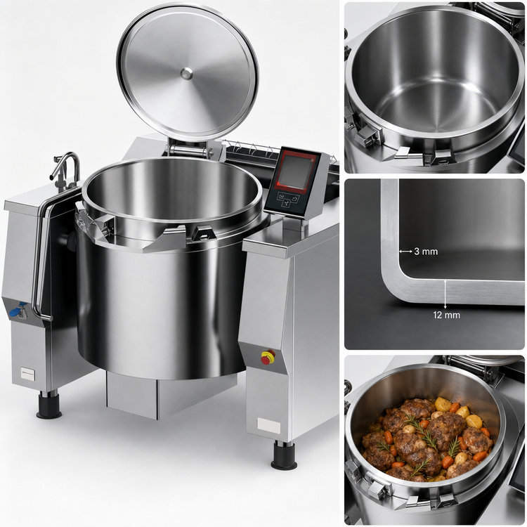 Product image #3 for Firex Cucimix UCBTG034AV1 34 Gallon Gas Tilting Skillet Pressure Braising Pan