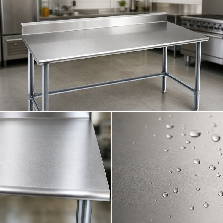 Product image #3 for Eagle Spec-Master 60-Inch x 36-Inch Stainless Steel Work Table with 4-1/2-Inch Backsplash and Open Tubular Base