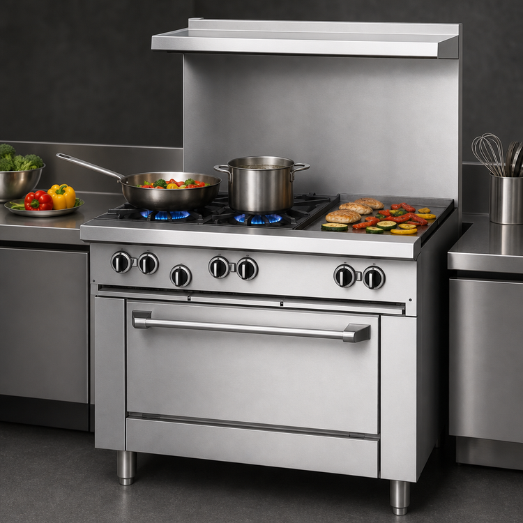Product image #3 for Garland US Range U-Series 36-Inch Gas Restaurant Range with 2 Open Burners, 24-Inch Griddle, and Storage Base (U36-2G24S)