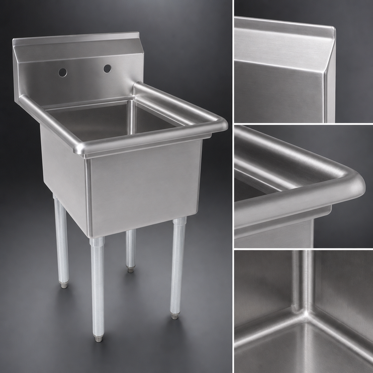 Product image #3 for John Boos E1S8-1620-12 E-Series 1-Compartment Stainless Steel Sink with 16 x 20 x 12-Inch Bowl