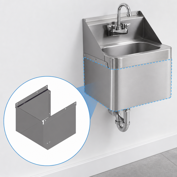 Product image #3 for John Boos Stainless Steel Apron for PBHS 9" x 9" Wall Mount Hand Sink