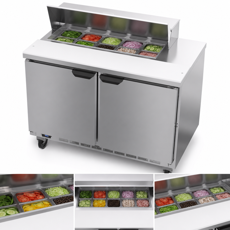 Product image #4 for Beverage-Air SPE48HC-10 Two-Section 48-Inch Sandwich Top Refrigerated Prep Table