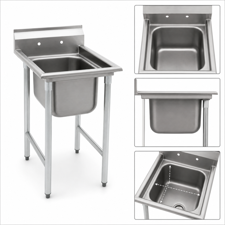 Product image #3 for Eagle Group 414 Series One-Compartment Stainless Steel Sink with 9-1/2" Backsplash