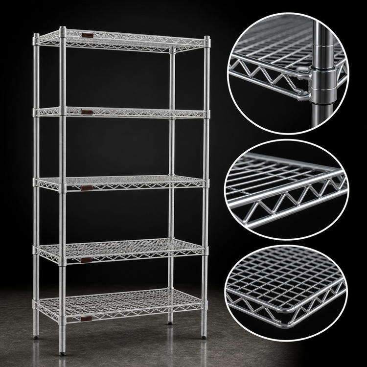 Product image #3 for Eagle Group 5-Tier Stationary Wire Shelving Starter Unit, 48W x 21D x 74H, Chrome-Plated