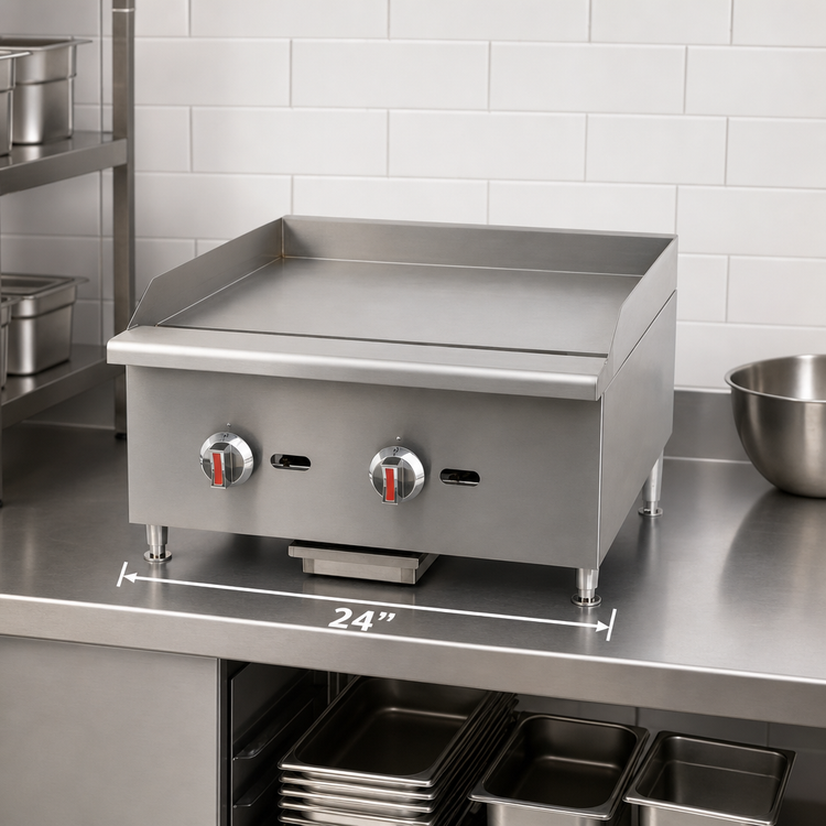 Product image #3 for Hurakan by Equip.me 24-Inch Countertop Gas Griddle with 2 Burners and 3/4-Inch Plate