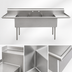 Thumbnail image #3 for Eagle Group Three-Compartment Utility Sink with Double Drainboards, 120-1/4-Inch W x 28-Inch D, 16-Gauge 304 Stainless Steel