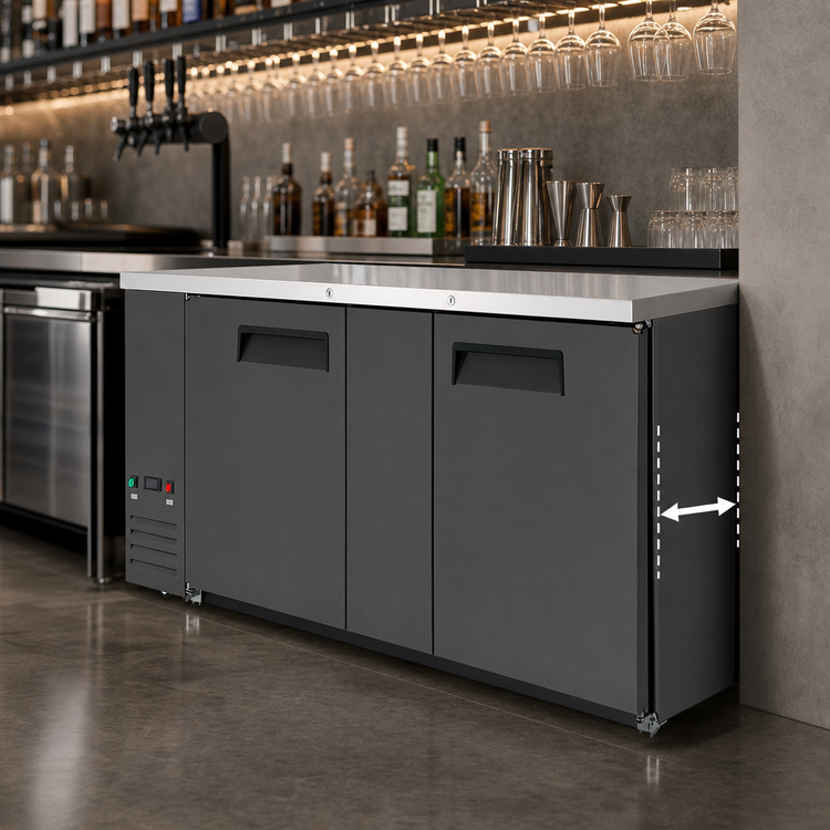 Product image #3 for Atosa 68-Inch Two-Section Shallow Depth Back Bar Cooler with Stainless Steel Top