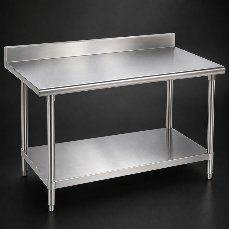 Product image #3 for Advance Tabco Stainless Steel Work Table with 5-Inch Backsplash and Adjustable Undershelf, 120 x 36 Inches