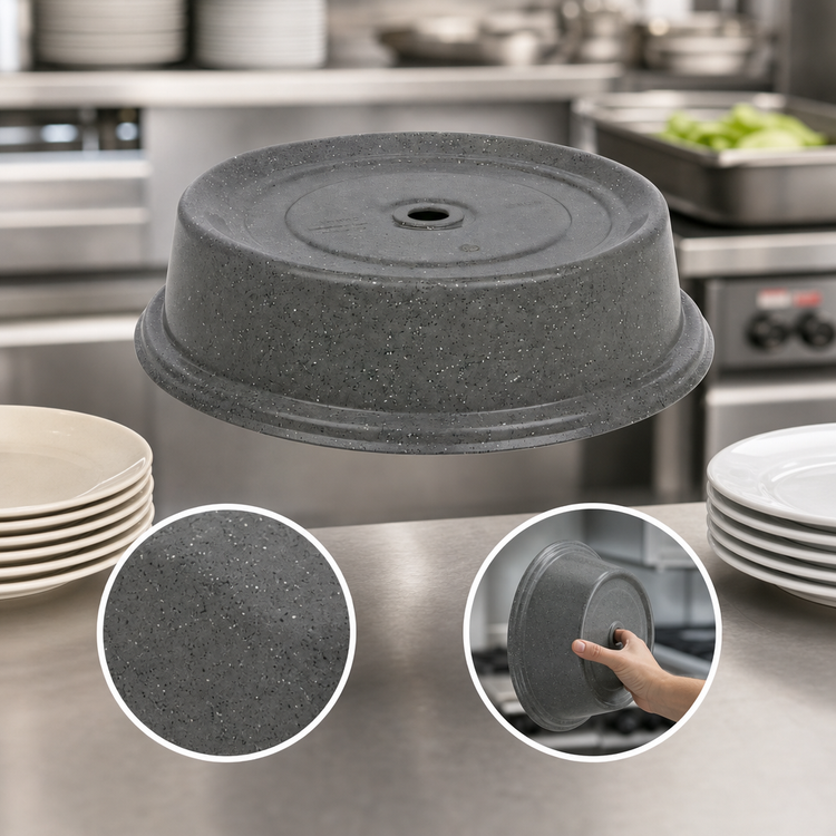 Product image #4 for Cambro Versa Camcover® Round Fiberglass Plate Cover, 10-7/8" Inside Diameter, Granite Gray
