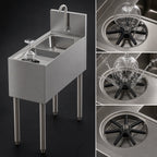Thumbnail image #3 for Perlick Corporation Tobin Ellis Signature TSCE12PS 12-Inch Freestanding Stainless Steel Underbar Sink with Glass Rinser, 6-Inch Backsplash