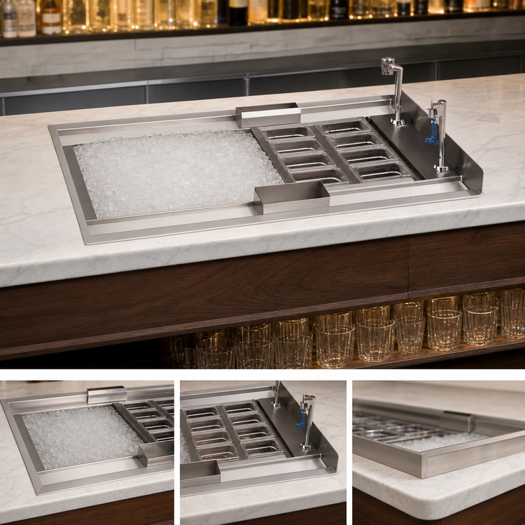 Product image #3 for La Rosa Refrigeration 34-Inch Drop-In Double-Service Ice/Water/Cocktail Unit with 9-Inch Deep Stainless Steel Lined Ice Bin