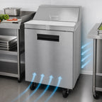 Thumbnail image #3 for Hoshizaki Steelheart SR27B-8 27-Inch Sandwich Top Prep Refrigerator, 1 Section, 1 Door, 8-Pan, Stainless Steel, Front-Breathing
