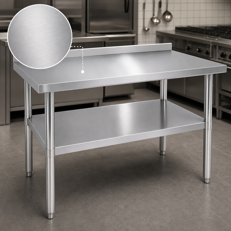 Product image #3 for Heavy Duty Stainless Steel Work Table with 2-Inch Backsplash and Adjustable Undershelf, 60 x 24 x 38 Inches
