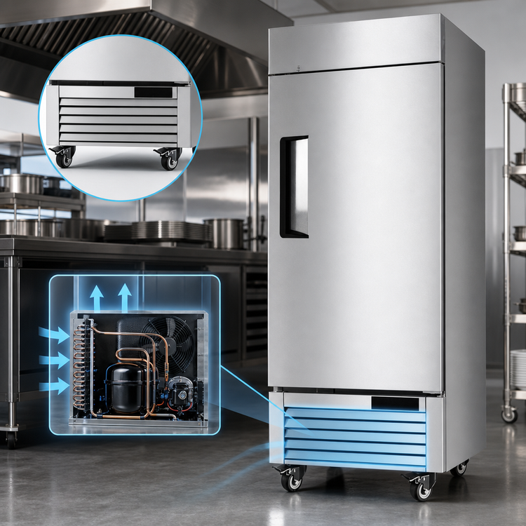 Product image #3 for Atosa 1-Section Reach-In Refrigerator with Solid Door, Bottom-Mount Self-Contained Cooling, 8.3 Cu. Ft.