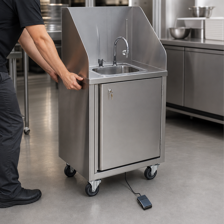 Product image #3 for Mobile Hot Water Hand Wash Sink with 12" x 10" Bowl, Foot Switch and Water Heater