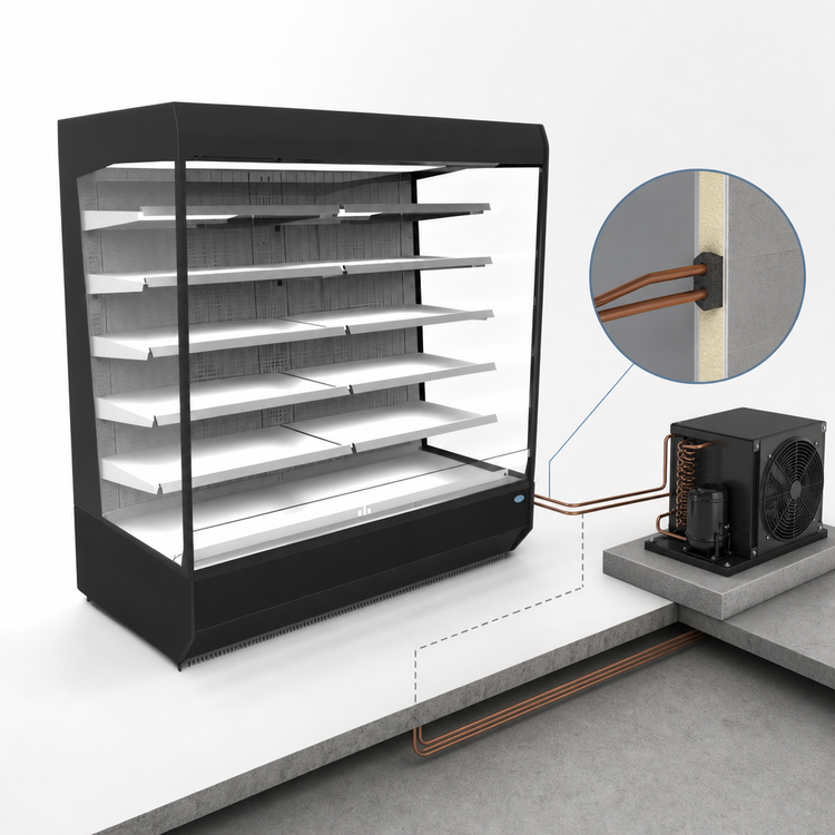 Product image #3 for Federal Industries Multi-Deck Self-Serve Refrigerated Open Merchandiser, 97.8-Inch Wide, Remote Refrigeration, 5-Tier