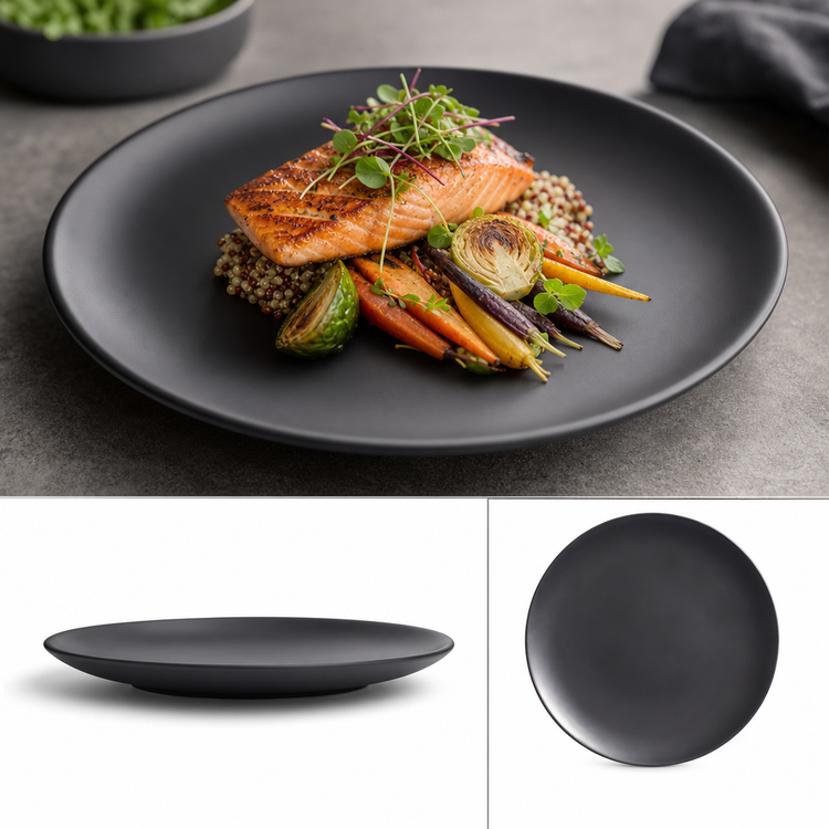 Product image #4 for American Metalcraft 11-1/2 Inch Matte Black Round Melamine Coupe Plate