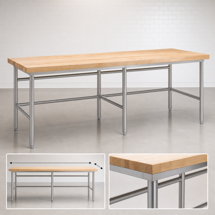 Product image #3 for John Boos Stainless Steel Baker's Table Frame for 96"W x 36"D Top