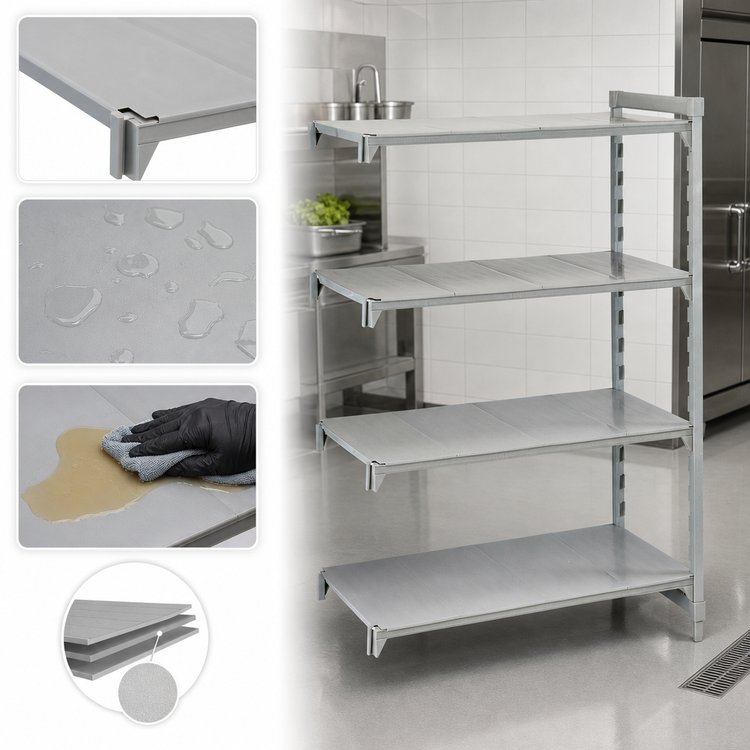 Product image #4 for Cambro Camshelving Premium 24" x 36" x 84" 4-Tier Solid Add-On Polymer Shelving Unit