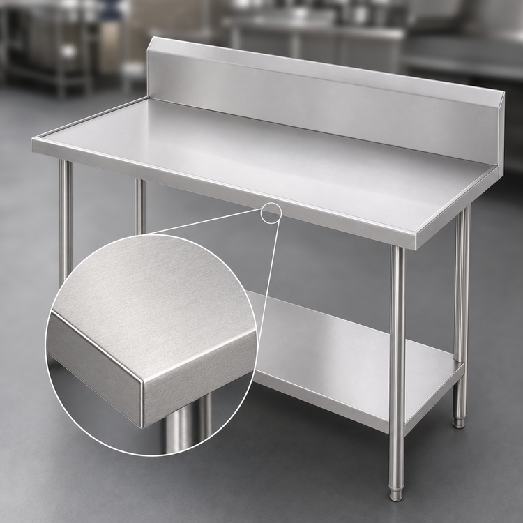Product image #3 for Advance Tabco 60" x 24" 14-Gauge 304 Stainless Steel Work Table with 10" Backsplash and Undershelf