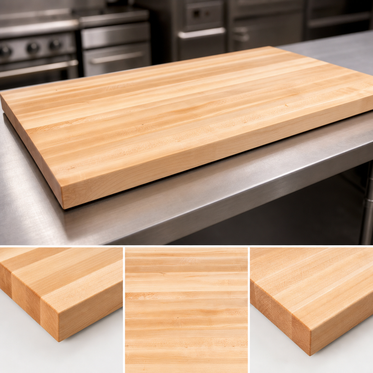 Product image #3 for John Boos Boos Block 96-Inch x 27-Inch x 3-Inch Edge Grain Maple Kitchen Countertop, Varnique Finish