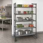 Thumbnail image #3 for Cambro Camshelving® Basics Plus CBU245464V5580 5-Tier Vented Stationary Polymer Shelving Starter Unit, 24 x 54 x 64 Inches, Brushed Graphite