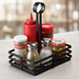 Thumbnail image #3 for Black Rectangular Flat Coil Wrought Iron Condiment Caddy, 8 x 5-7/8 x 9-1/4 Inch