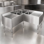 Thumbnail image #3 for John Boos UBS3C-1848-2D18 Slim-Line 3-Compartment Underbar Corner Sink with Dual 18-Inch Drainboards, 48 x 18 Inches