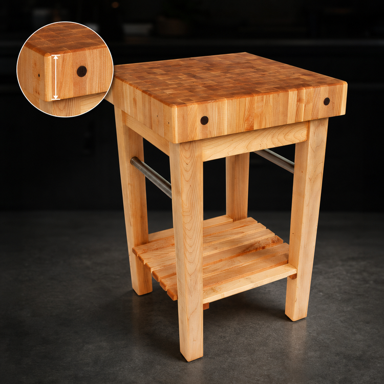 Product image #4 for John Boos Pro Prep 24 Inch x 24 Inch End Grain Maple Butcher Block Work Table with Slatted Shelf