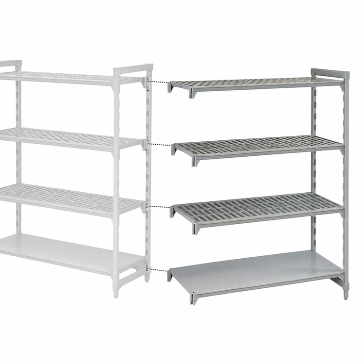 Product image #4 for Cambro Camshelving Premium 24 x 48 x 72 Inch 4-Tier Add-On Vented and Solid Polymer Shelving Unit