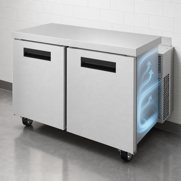 Product image #3 for Hoshizaki Steelheart 48-Inch Two-Section Reach-In Undercounter Freezer with Solid Doors and Cylinder Locks