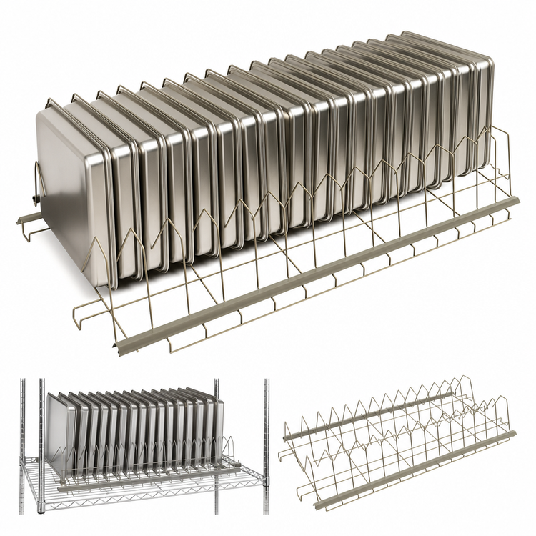 Product image #3 for 17-Pan Drying Rack for Steam Pans and GN 1/1 Pans, Fits 60 x 24 Shelves and Open Frames