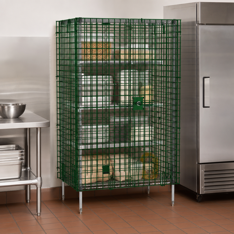 Product image #4 for Olympic Security Cage Enclosure Kit for 24 x 36 Shelving with Side-Hinged Door, Green-Guard Epoxy Finish