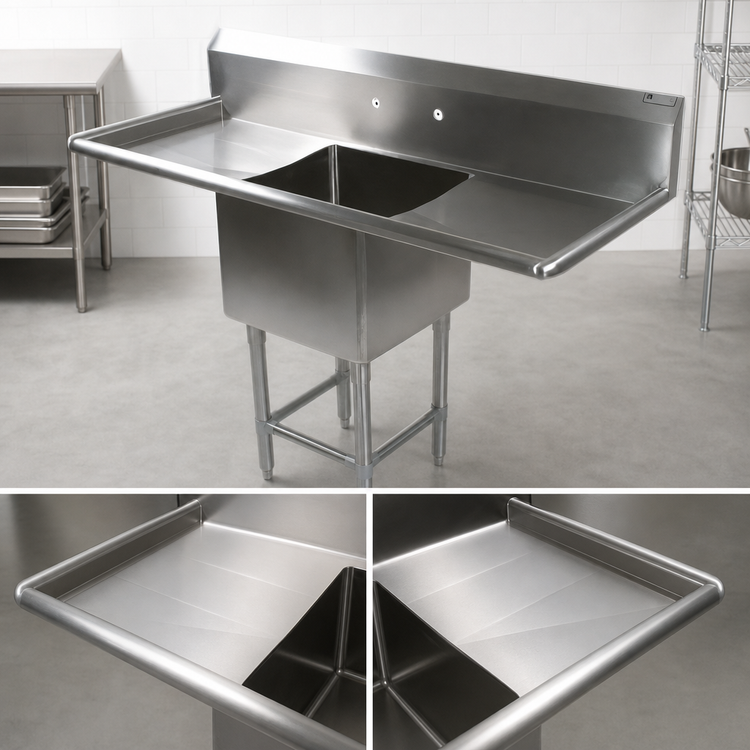 Product image #3 for John Boos Pro-Bowl 1-Compartment Sink with Left and Right Drainboards, 81-1/4 Inch Wide