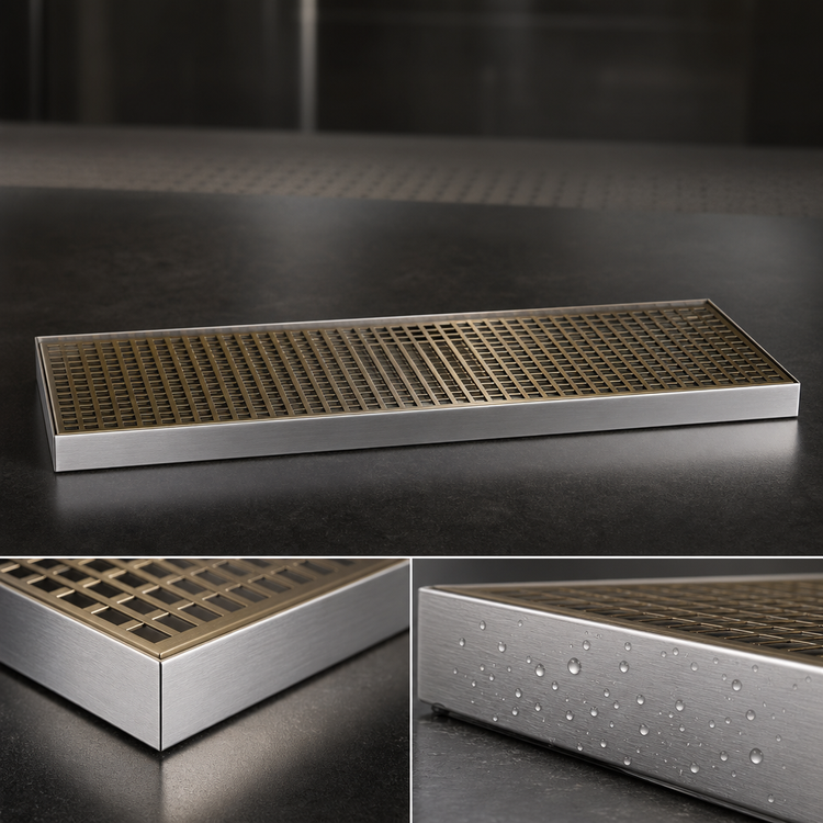 Product image #3 for Micro Matic 24-Inch x 8-Inch Surface Mount Drip Tray Trough with PVD Brass Screen