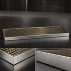 Thumbnail image #3 for Micro Matic USA DP-820DSSPVD-24 24 x 8 Inch Surface-Mount Drip Tray Trough with Stainless Steel Body and PVD Brass Screen