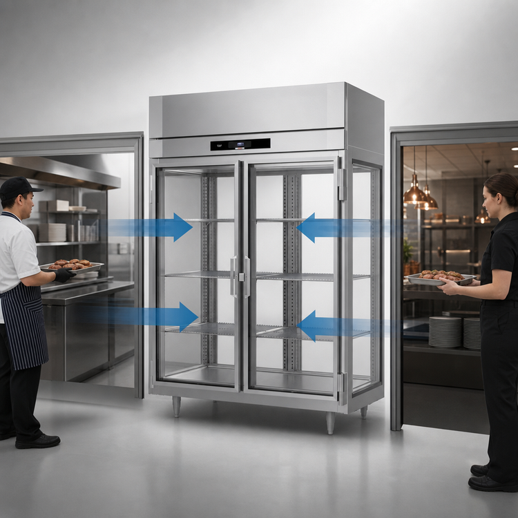 Product image #3 for Victory UltraSpec Pass-Thru Two-Section Heated Holding Cabinet with 4 Glass Doors, 55.6 Cu. Ft.