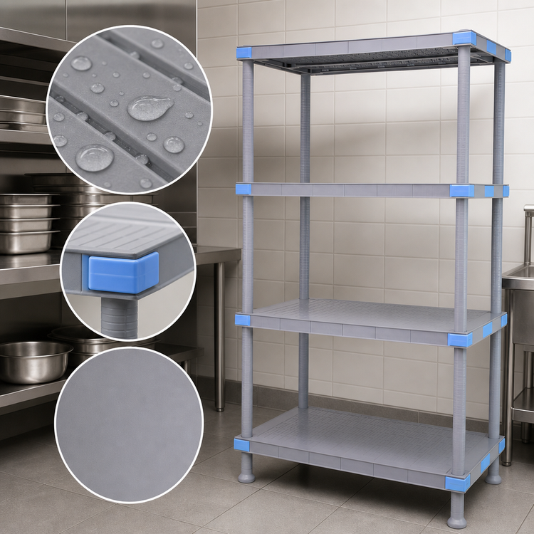 Product image #3 for Quantum Millenia 24" W x 24" D x 74" H Gray Polymer Solid Shelving Starter Unit, 2,000 lb. Capacity