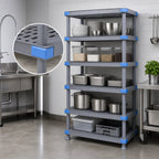 Thumbnail image #3 for Quantum Millenia QP244874VS-5 48"W x 24"D x 74"H Gray Polymer Stationary Starter Shelving Unit, 5 Shelves
