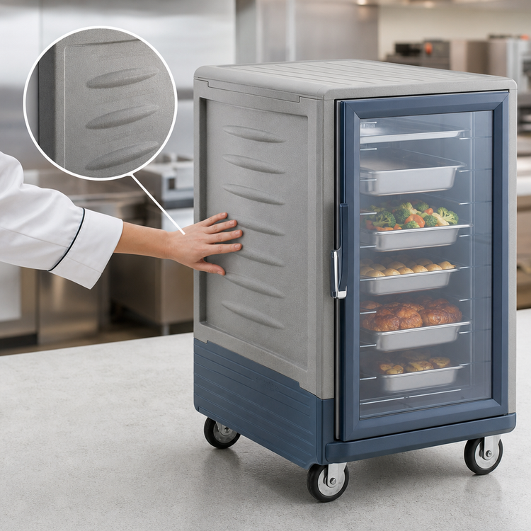 Product image #3 for Metro C5 Insulation Armour Gray Half-Height Heated Holding Cabinet, Clear Door, Fixed Wire Slides, 8-Pan Capacity