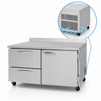 Thumbnail image #3 for Turbo Air PRO PWR-60-D2R(L)-N 2-Section Stainless Steel Worktop Refrigerator, 1 Door, 2 Drawers, 15.5 Cu. Ft.