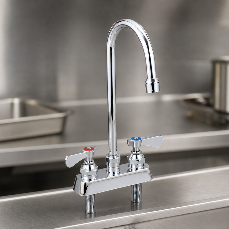 Product image #3 for OptiFlow Heavy Duty Solid Body Deck Mount Manual Faucet with 5-Inch Gooseneck Spout, 4-Inch Centers