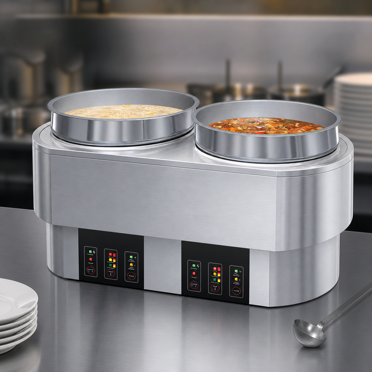 Product image #3 for Hatco RHW-2 Dual Round Countertop Food Warmer/Cooker with 2 x 11 Qt Wells