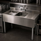 Thumbnail image #3 for Eagle Group 1800 Series B3R-2-18 Two-Compartment Underbar Sink Unit, 36-Inch Wide, Right Drainboard, 304 Stainless Steel