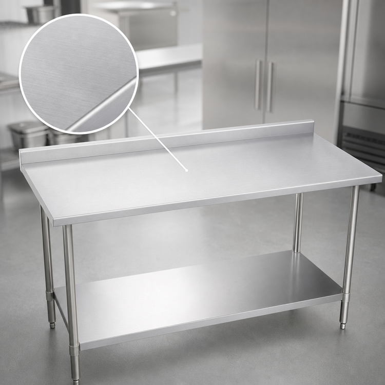 Product image #3 for Duke 30 x 24 Inch Stainless Steel Work Table with 1-1/8 Inch Straight Riser and Undershelf