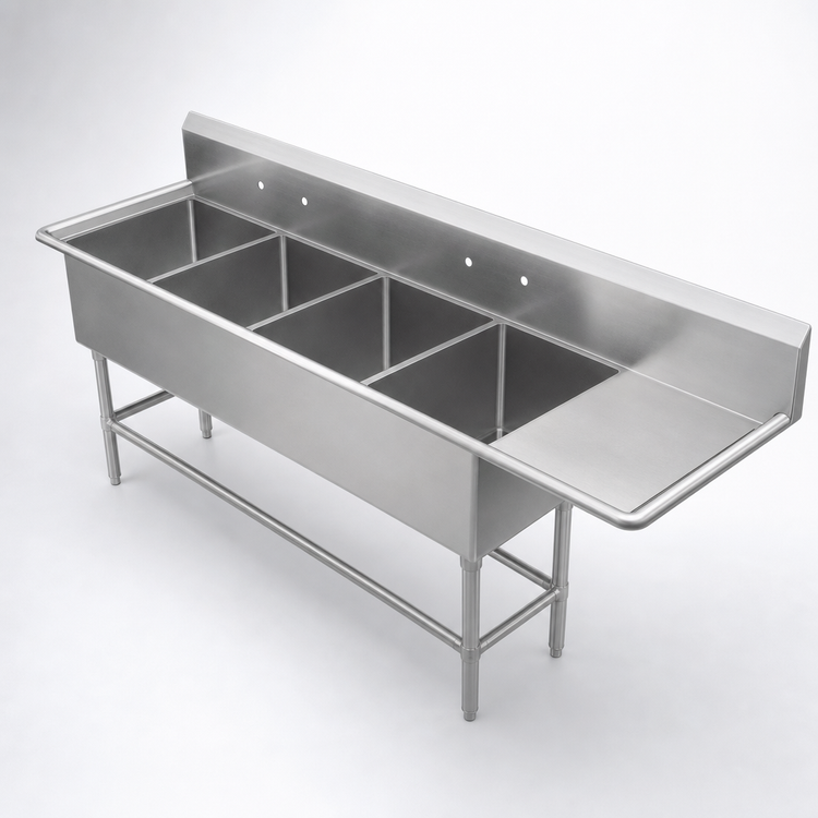 Product image #3 for John Boos Pro-Bowl 4-Compartment Sink with 24-Inch Right Drainboard, 20 x 20 x 14-Inch Bowls