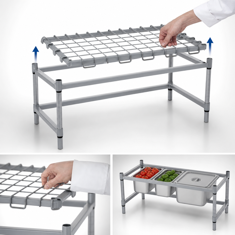 Product image #3 for Eagle Group Stainless Steel Wire Dunnage Rack, 36 in. W x 18 in. D x 14 in. H, 1,600 lb. Capacity