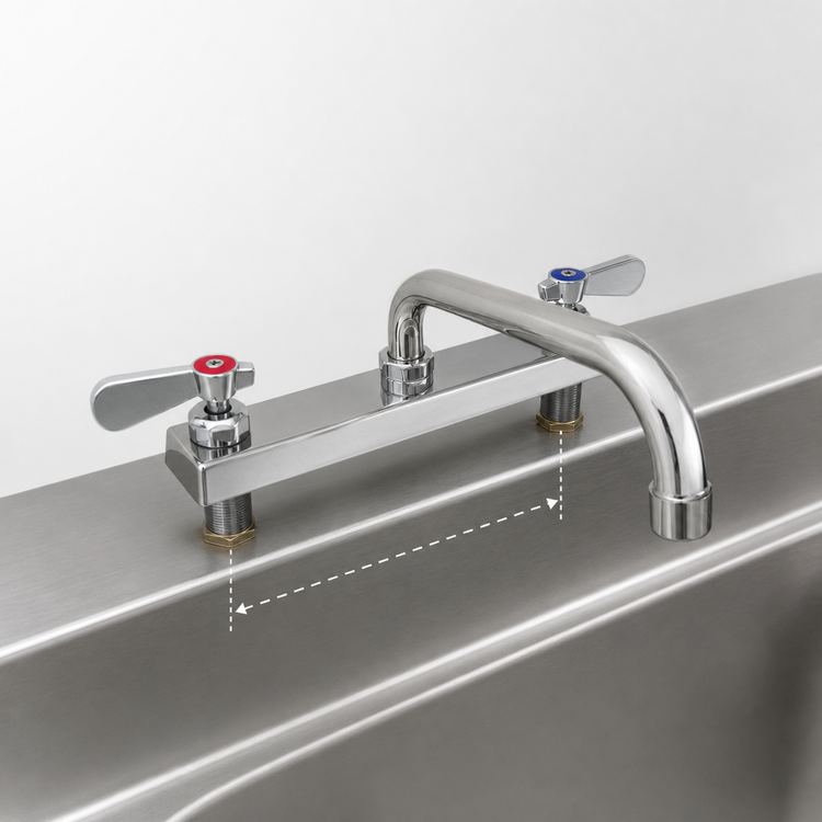Product image #3 for BK Resources Evolution Deck-Mount Manual Faucet with 8-Inch Swing Spout, 8-Inch Centers