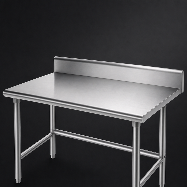 Product image #3 for Advance Tabco 120 Inch x 30 Inch 16 Gauge 304 Stainless Steel Work Table with 5 Inch Backsplash